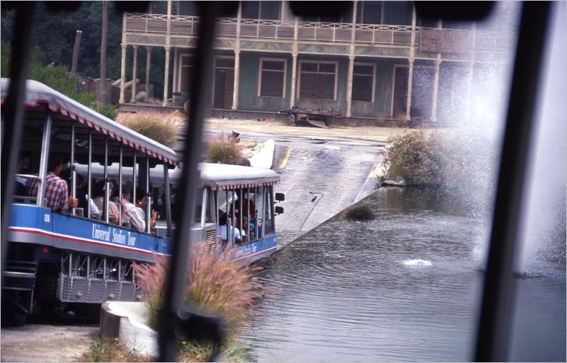 Tram paused to part the waters
